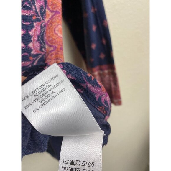 Lucky Brand V-Neck Boho Peasant Long Sleeve Top Size Large Floral festival - Picture 5 of 11